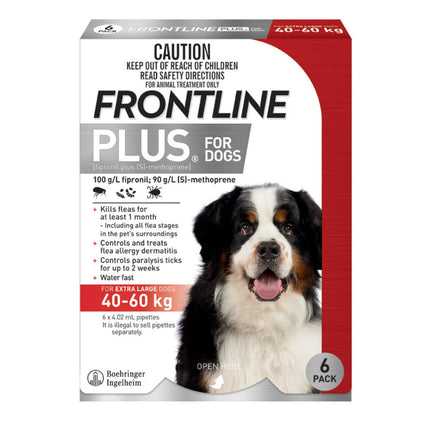 Frontline Plus Dog 40-60kg Red X/Large 6pk-2018816685938708483