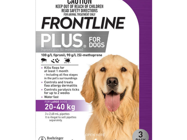 Frontline Plus Dog 20-40kg Purple Large 3pk-2006732760445751298