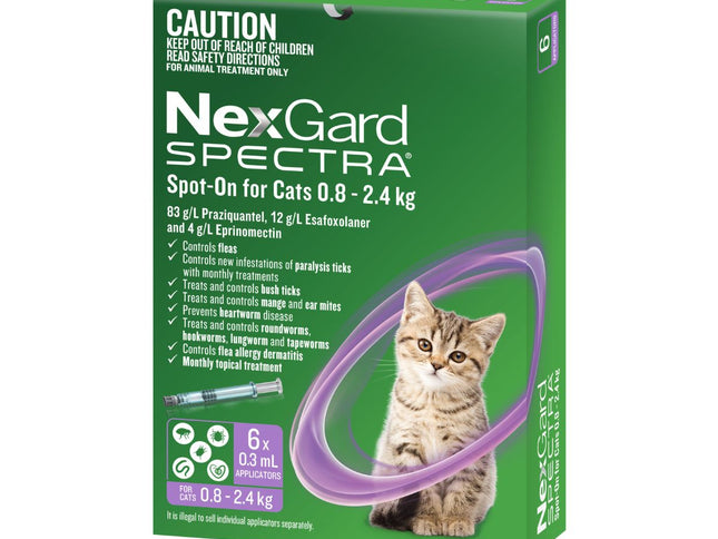 NexGard Spectra Spot-on Cats 0.8-2.4kg 6pk-2018816661917929474