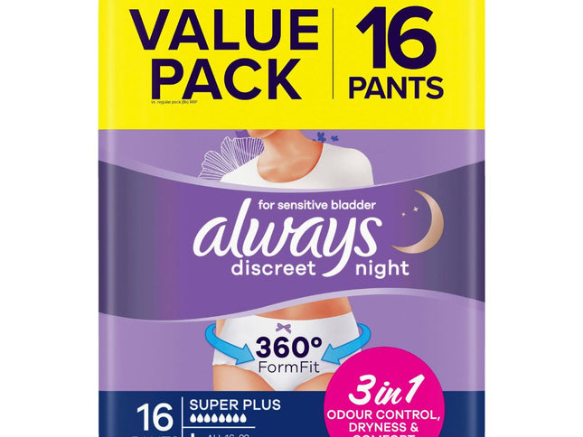 Always Discreet Underwear Night Pants Large 16pk-2006732772101722113