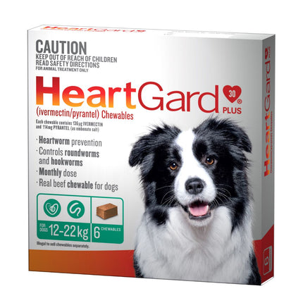 Heartgard 30 Plus Dog 12-22kg Green 6pk-2018816649376960515