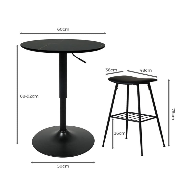 Levede 1XBar Table +2XBar Stools Set-1942353414763712514