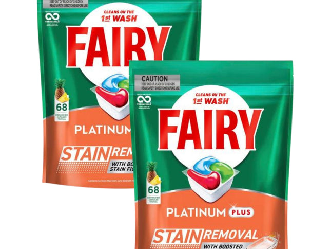Fairy Platinum Plus x 136 Tropical Dishwasher Tablets-2029334108563443712