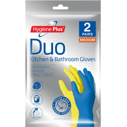 Hygiene Plus Duo Kitchen and Bathroom Gloves 2pk (Medium) x8-2017004938701443073