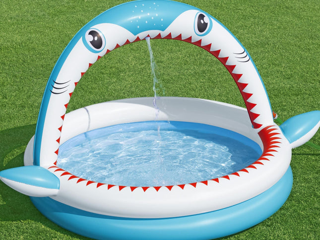 Bestway 1.63m x 1.27m x 92cm Sharktastic Sprinkler Play Pool-2029387221815136257