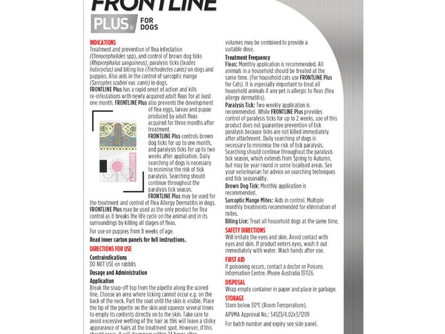 Frontline Plus Dog 40-60kg Red X/Large 3pk-2006732761448189953