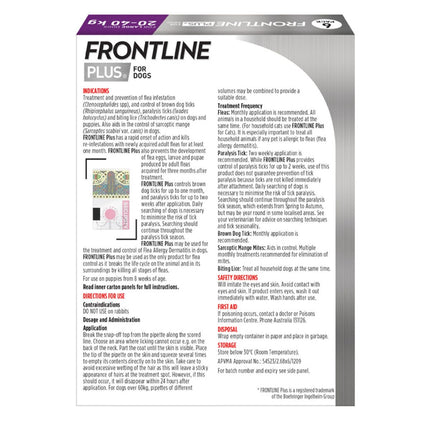 Frontline Plus Dog 20-40kg Purple Large 6pk-2018816672005230593