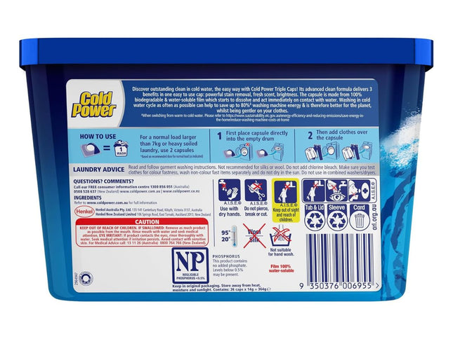 Cold Power Advanced Clean x 26 Laundry Detergent Capsules-2017004931806007297