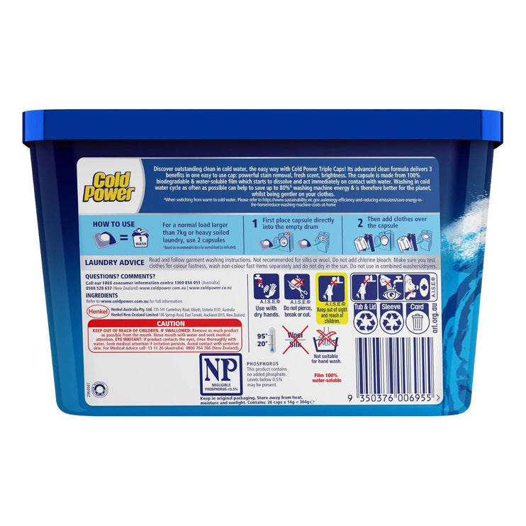 Cold Power Advanced Clean x 26 Laundry Detergent Capsules-2017004931806007297