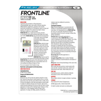 Frontline Plus Dog 10-20kg Blue Medium 3pk-2006732760781295617