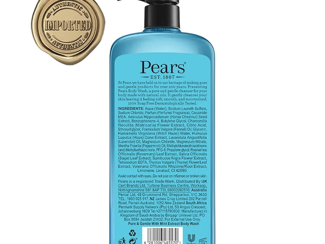 Pears Body Wash for Glowing Skin with Mint Extract 500mL-2029334127236485121