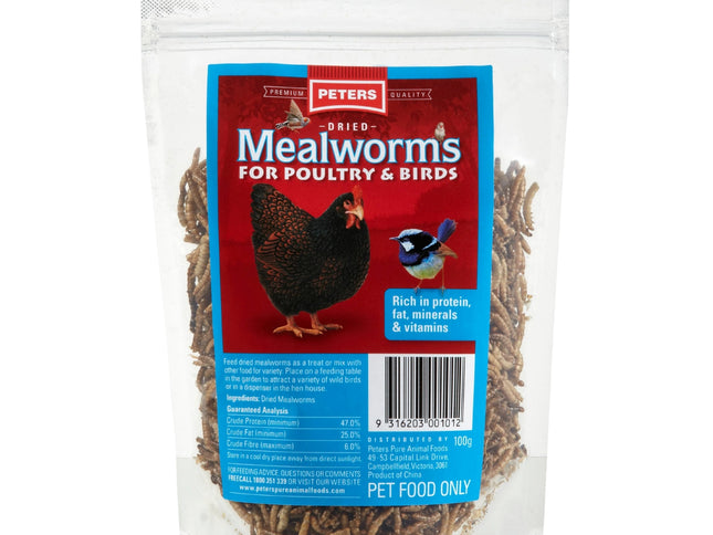 Peters Dried Mealworms For Poultry & Birds 100g x2-2029334129241362433