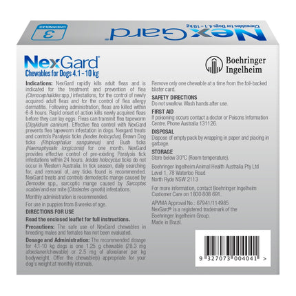 Nexgard Medium Dogs 4.1-10kg Blue 6pk-2017004949715685377
