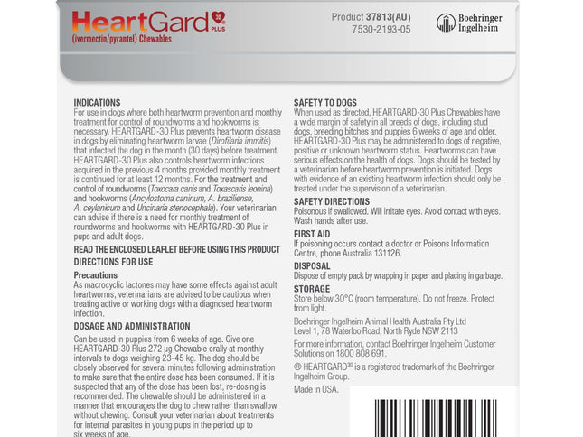 Heartgard 30 Plus Dog 23-45kg Brown 6pk-2006732762236719105