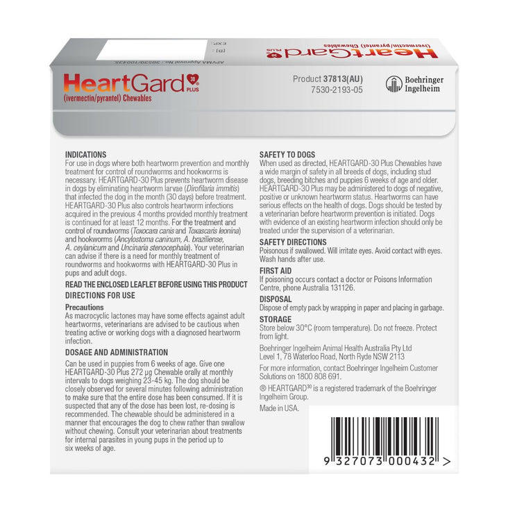 Heartgard 30 Plus Dog 23-45kg Brown 6pk-2006732762236719105