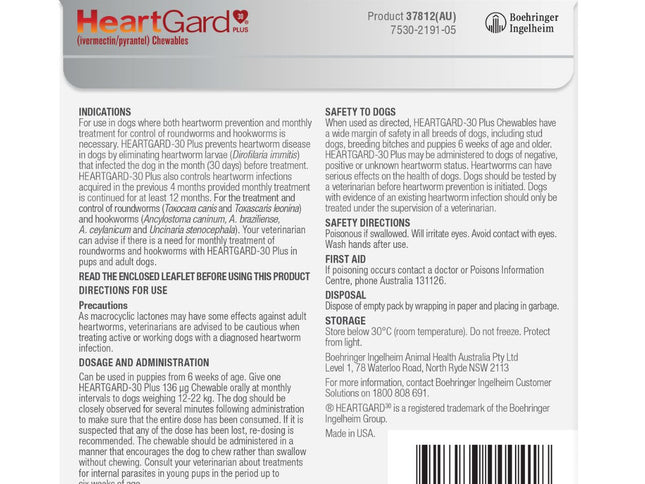 Heartgard 30 Plus Dog 12-22kg Green 6pk-2018816649376960513