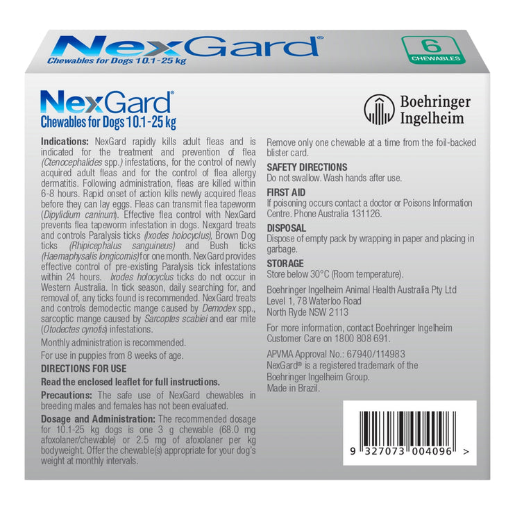 Nexgard Large Dogs 10.1-25Kg Green 3pk-2017004949296254977