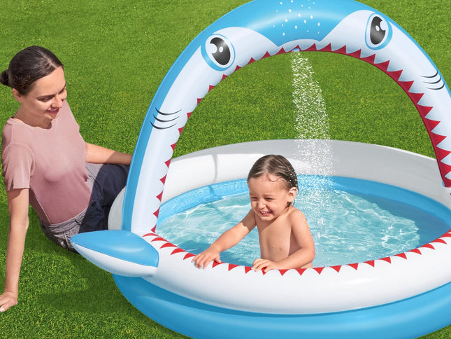 Bestway 1.63m x 1.27m x 92cm Sharktastic Sprinkler Play Pool-2029387221815136258