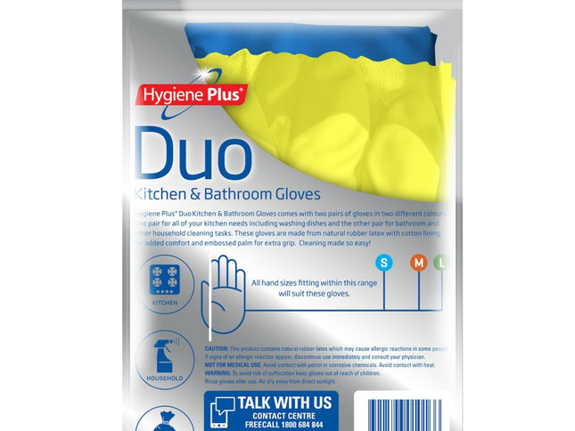 Hygiene Plus Duo Kitchen and Bathroom Gloves 2pk (Large) x6-2029334115299495938