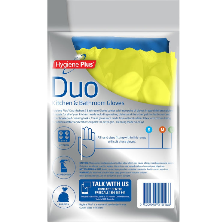 Hygiene Plus Duo Kitchen and Bathroom Gloves 2pk (Large) x6-2029334115299495938