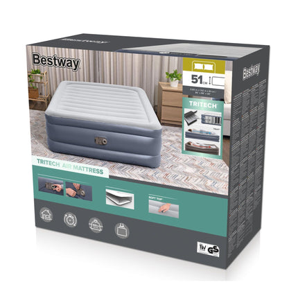 Bestway 203 x 152 x 51cm Tritech Air Mattress Queen Built-in AC Pump-2029387222465253382