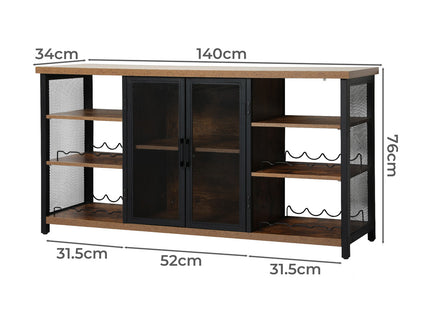 Levede Bar Cabinet Buffet Sideboard Walnut-1942353402256297986