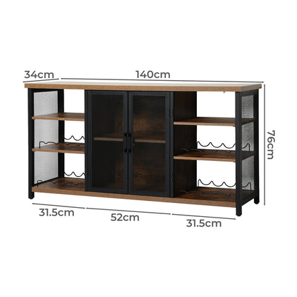 Levede Bar Cabinet Buffet Sideboard Walnut-1975420495033667586