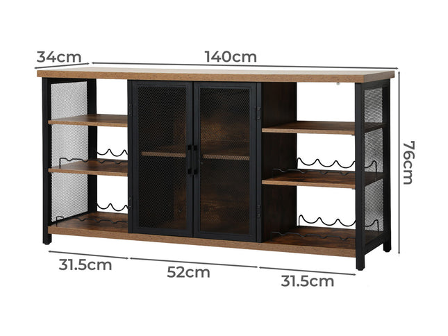 Levede Bar Cabinet Buffet Sideboard Walnut-1942353402256297986