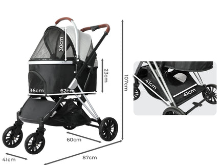 PaWz 4 Wheels Pet Stroller Dog Cat Pram-1864184625677602818