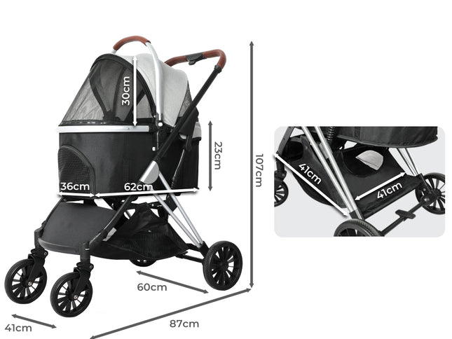 PaWz 4 Wheels Pet Stroller Dog Cat Pram-1864184625677602818