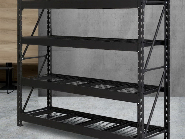 Giantz 2Mx2M Garage Shelving Warehouse Rack Pallet Racking Storage Shelve Black