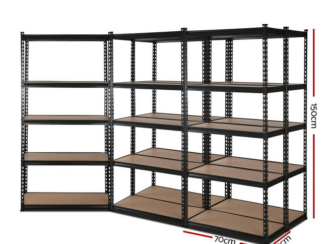 Giantz 5x1.5M Garage Shelving Warehouse Rack Pallet Racking Storage Shelve Black
