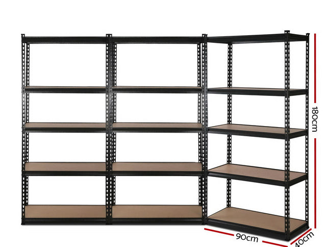 Giantz 3x1.8M Garage Shelving Warehouse Rack Pallet Racking Storage Shelve Black