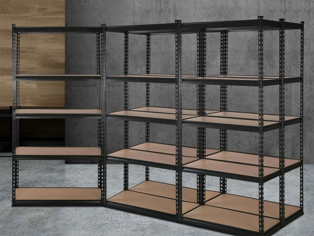 Giantz 5x1.8M Garage Shelving Warehouse Rack Pallet Racking Storage Shelve Black
