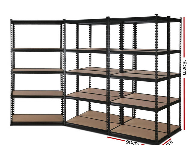 Giantz 5x1.8M Garage Shelving Warehouse Rack Pallet Racking Storage Shelve Black
