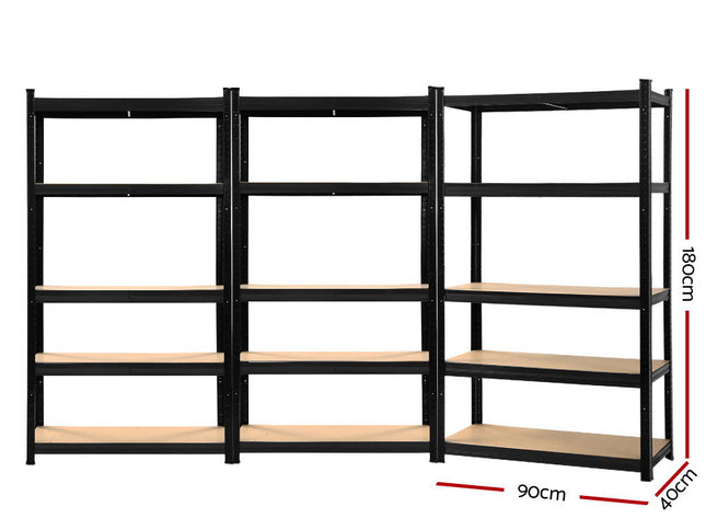 Giantz 3x1.8M Garage Shelving Warehouse Rack Pallet Racking Storage Shelf Black