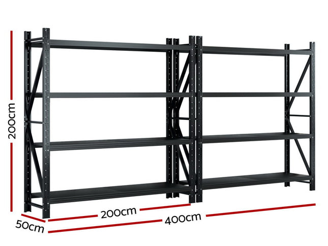 Giantz 4Mx2M Garage Shelving Warehouse Rack Black