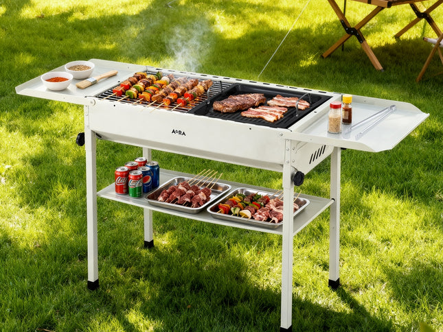 Grillz Portable BBQ Grill w/ Stainless Steel Racks & Pans for Outdoor