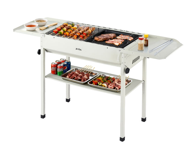 Grillz Portable BBQ Grill w/ Stainless Steel Racks & Pans for Outdoor