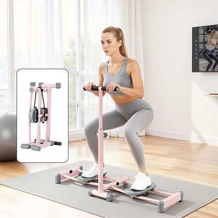 Everfit Foldable Ski Exercise Machine Leg Thigh Trainer Home Fitness Cardio Pink