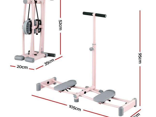 Everfit Foldable Ski Exercise Machine Leg Thigh Trainer Home Fitness Cardio Pink