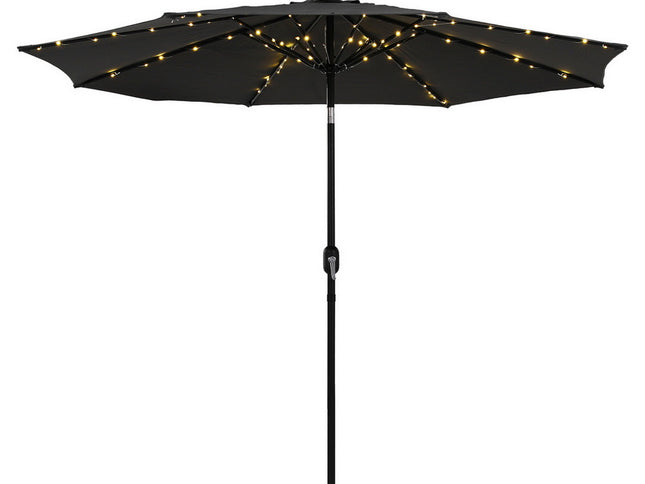 Instahut Outdoor Umbrella 2.9m Market Umbrella with String Light Tilt Black