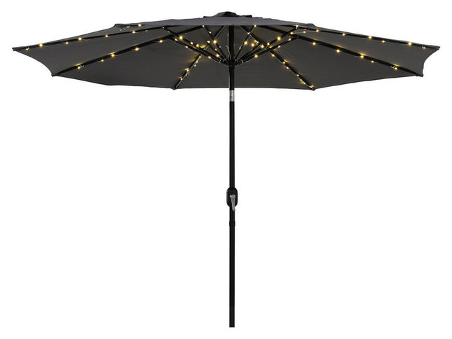 Instahut Outdoor Umbrella 2.9m Market Umbrella with String Light Tilt Charcoal Shade
