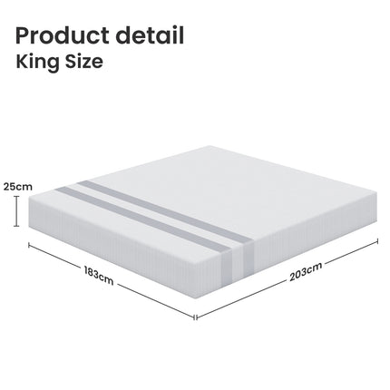 BedStory King Memory Foam Mattress 25cm Cooling Gel Foam Mattress in a Box Medium Feel