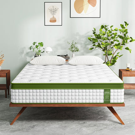BedStory 34cm Queen Latex Hybrid Mattress Medium Firm - 5 Zone Pocket Spring Bed for Pressure Relief Motion Isolation