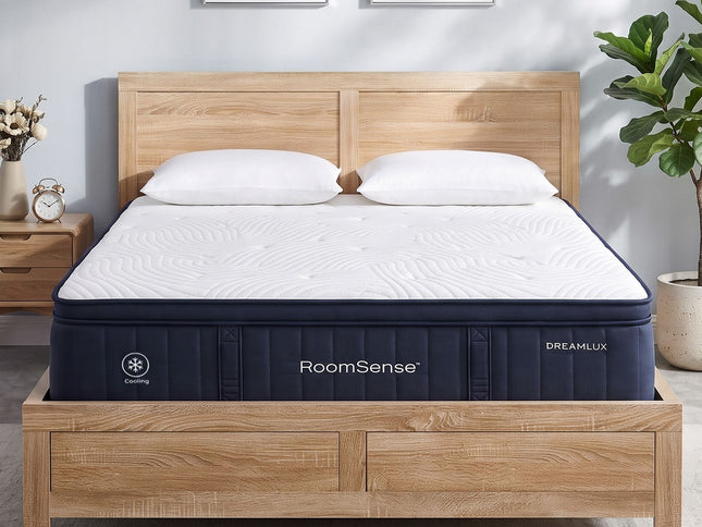 RoomSense Double 34cm Medium Soft Gel Mattress Bundle, Oatmeal Bed Frame