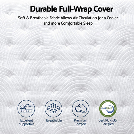RoomSense Queen 34cm Medium Soft Gel Mattress Bundle, Oatmeal Bed Frame
