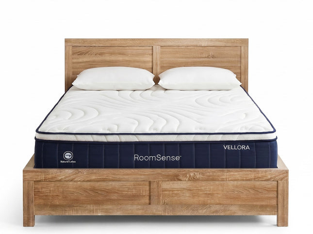 RoomSense Queen 30cm Latex Mattress Medium Firm Bundle, Pine Bed Frame