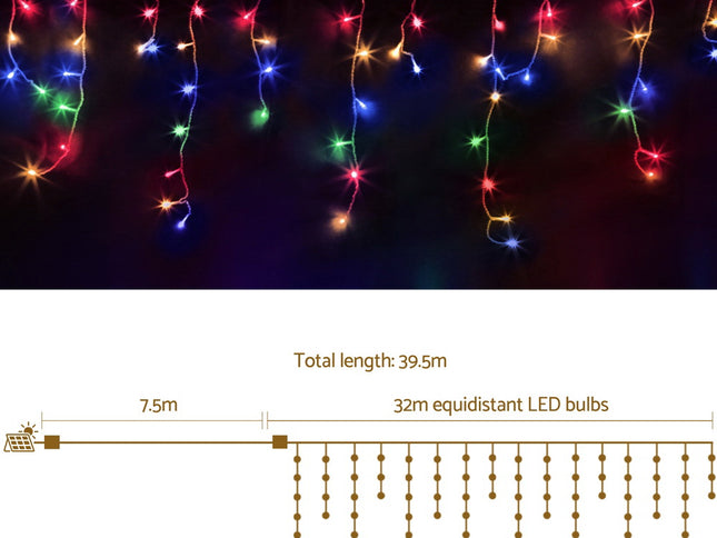 32M Christmas Lights Icicle Light 960 LED Multi-coloured Jingle Jollys