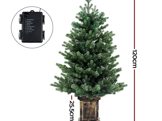 Jingle Jollys Christmas Tree 1.2M LED Potted Xmas Tree Party Decor 8 Light Modes